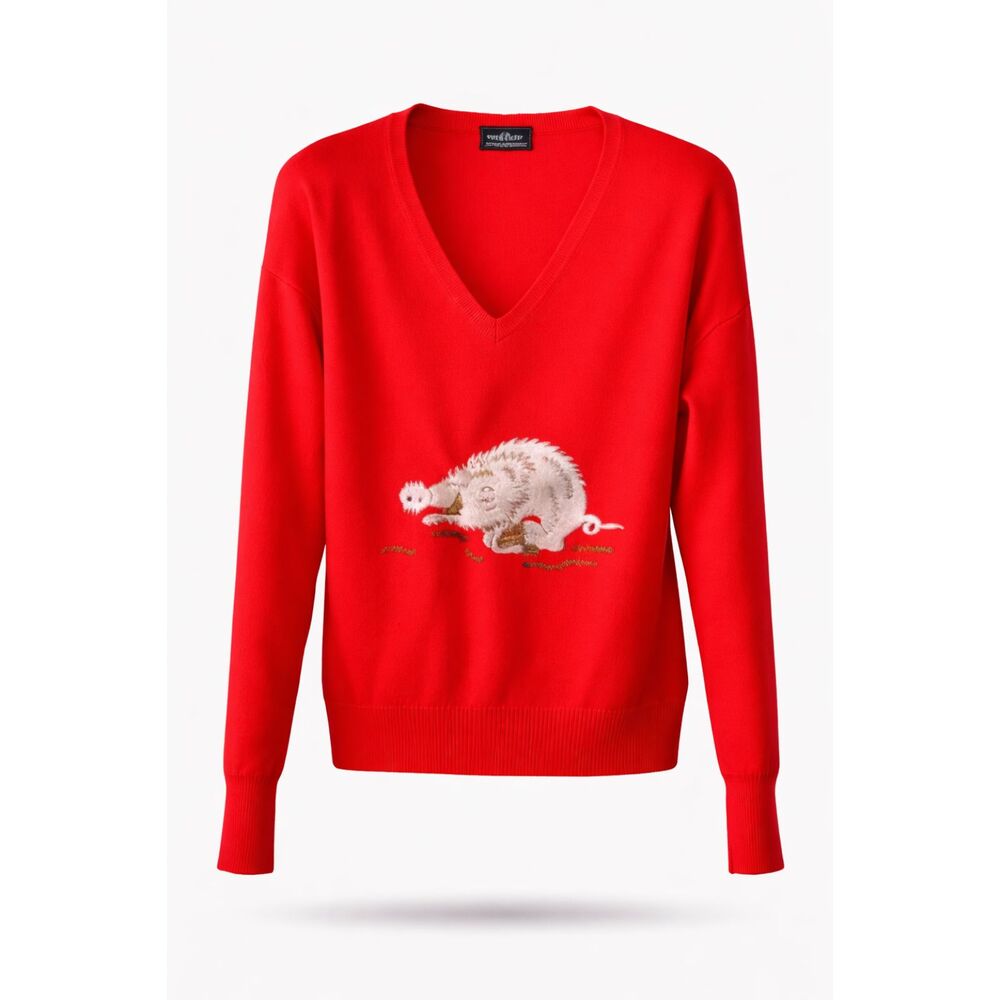 Arkansas Razorbacks Embroidered Sweater Large Women's M M Cohn